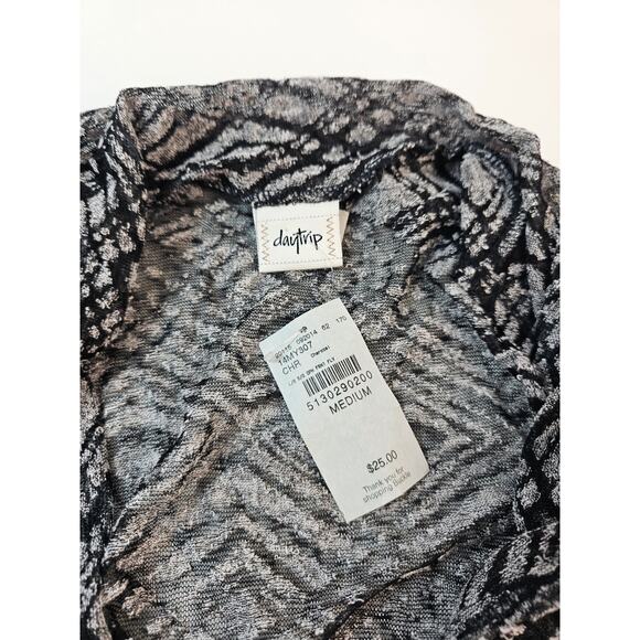 Nwt daytrip Buckle brand semi Sheer open cardigan tunic black white y2k medium - Picture 4 of 7